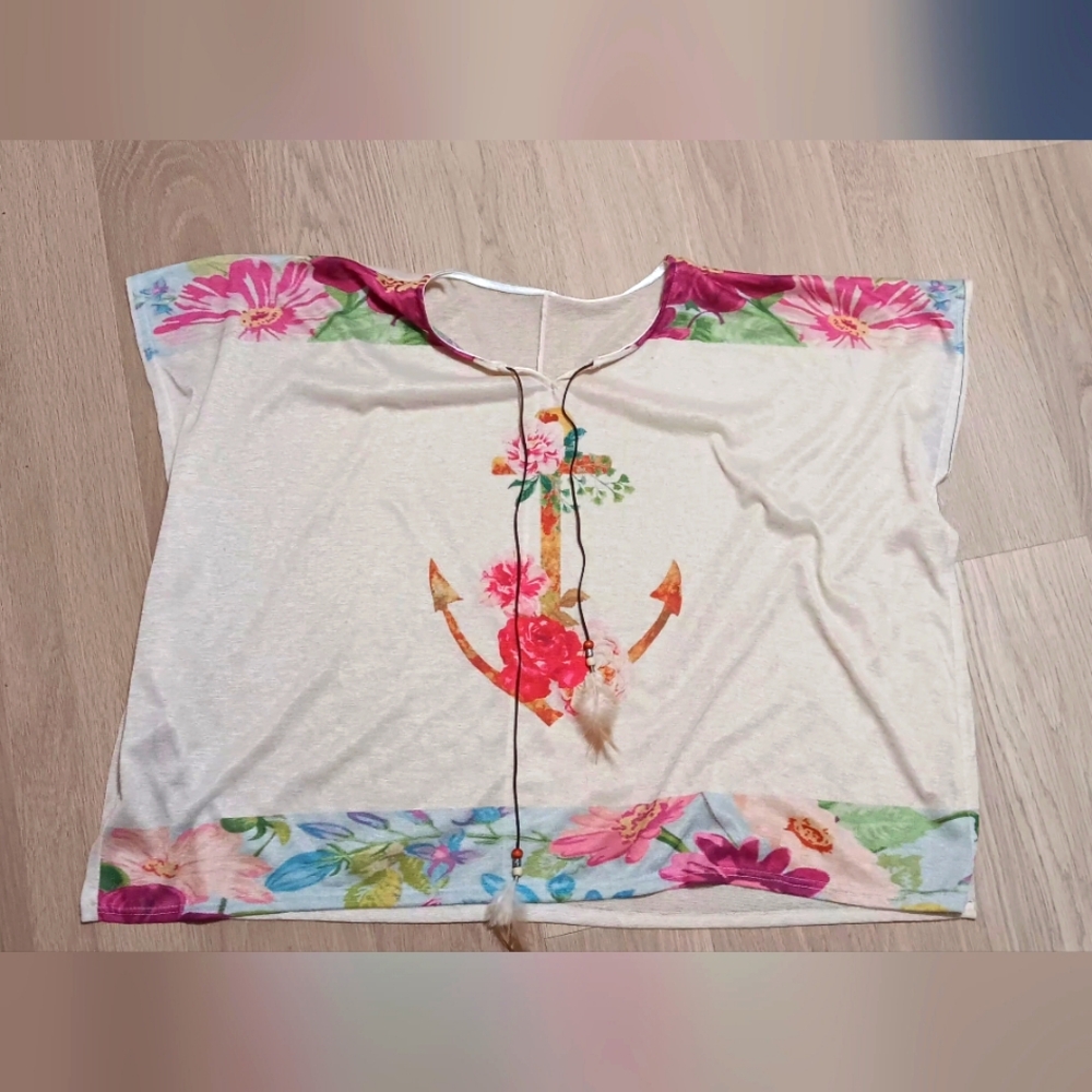Boho Style Floral Anchor Print Cover Up